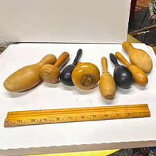 Vintage Wooden Darning Eggs & Mushrooms Lot w/ Hathaway Label picture