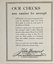 1936 Print Ad John Hancock Life Insurance Our Checks Easier to Accept Boston,MA picture