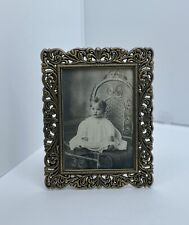 ‘Antique’ Brass Filigree Picture Frame ~ 5” x 6.5” picture