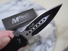 Mtech Assisted Open Dagger Pocket Knife Black Folder MT-A2044BK Spear Point New picture