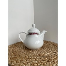 French individual teapot from Bernardaud, pink flowers, vintage 6-in., EUC picture