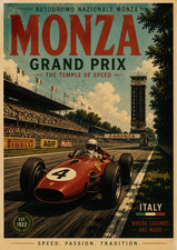 Monza Grand Prix Poster Vintage Formula 1 Racing Wall Art Print 13x19 picture