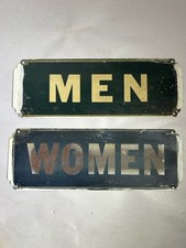 Vintage Men Women Restroom Sign Art Deco Gas Station Advertising Tin Sign picture