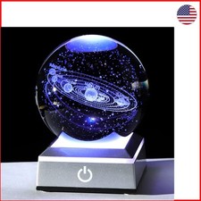 Elegant 3D Solar System Crystal Ball with LED Base - Touch Activated Night Light picture