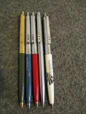 VINTAGE PAPER MATE LOT (5) BALLPOINT PENS+MECHANICAL PENCIL DOUBLE BLACK HEARTS picture