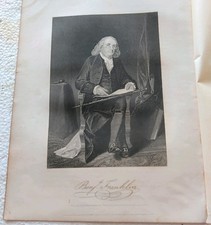 Antique Engraving American  Revolutionary War Hero Ben Franklin 1861 Original  picture