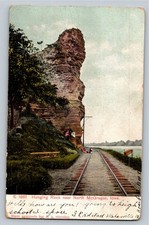 1907 Hanging Rock North McGregor Iowa Railroad Tracks Postcard Langsdorf picture