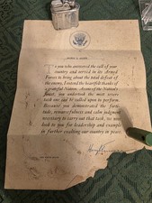 1945 President Harry Truman Signed WWII Armed Forces Service Victory Letter picture