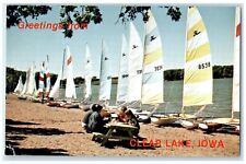 c1960 Greetings From Sailboat Beach Clear Lake Iowa IA Vintage Antique Postcard picture