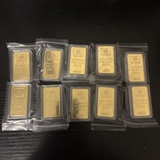 10 PACK Plated Metal Replica 1oz Gold Bar Fake Bullion Prop Collectible Souvenir picture