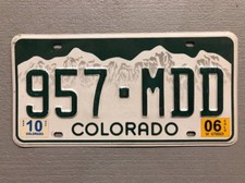COLORADO ROCKY MOUNTAINS WHITE LICENSE PLATE RANDOM LETTERS/NUMBERS picture