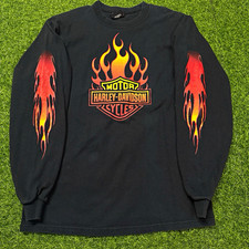 Vintage Harley-Davidson Y2K  Flame Long Sleeve T-Shirt Stamford Connecticut picture