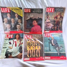 LIFE Magazine Lot 6 Vintage Audrey Hepburn Astronauts Raquel Welch 1950s 1970s picture