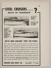 1956 Print Ad Inland Seas Steel Cruiser Boats 2 Models Cleveland,Ohio picture