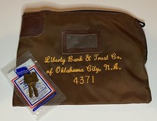 Vintage Liberty Bank & Trust Of Okc Locking Money Bag  Pouch Cash With 2 Keys picture
