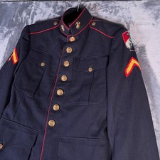 Vintage USMC Dress Blues Jacket Marine Corps FMF Patch Military WWII Era Marines picture