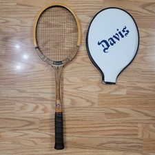 Vtg Tad Davis Imperial Deluxe 5M Wooden Tennis Racket Victor Cover Custom Made picture