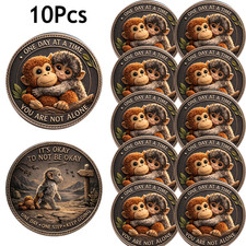 10Pcs Emotional Support Monkey Coin Inspirational Challenge Coin Pocket Token picture