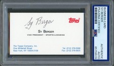 Sy Berger SIGNED Business Card 1952 Topps Designer Baseball PSA DNA Slabbed WOW picture