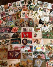 Huge Lot of 400 +++ Holidays Greetings Postcards DAMAGED- SCRAPBOOK CRAFTS picture