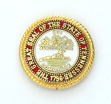 Tennessee Agriculture Commerce Lapel Pin Vintage Great Seal Enamel Gold Tone Red picture