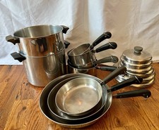 Vintage REVERE WARE 1801 Copper Bottom Cookware Set 15 PC Pots Pans Pre-1968 Mix picture