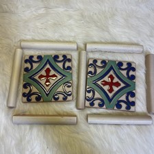 Catalina Pottery Clay Tile 5” Signed with Rounded Buffer Frame Pieces Relief picture