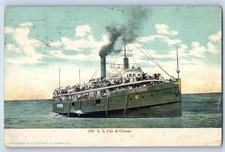 c1909 Chicago Illinois Vintage Postcard 199 Steamer Steamship G & M Line Posted picture