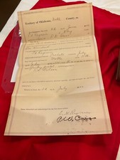 OKLAHOMA TERRITORY ARREST FOR POINTED PISTOL NOBLE COUNTY 1906  OLD WEST SGN picture