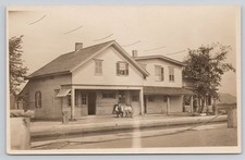 RPPC Unidentified Location & Men Sitting in Front of Building 1904-1918 Postcard picture