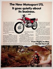 Vintage 1971 Honda Motosport 175 SL175 K1 Motorcycle Print Ad Ephemera picture