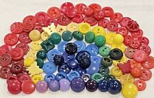 Vintage Lot 120+ Buttons Lot Mixed Variety Plastics Colorful Rainbow Smalls picture