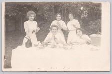 Group Picnic Women Outdoor Gathering Real Photo 1911 RPPC Postcard picture