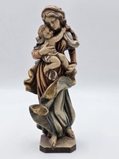 Rare Vintage 1950’s Madonna Statue W Baby Jesus In Wood From Val Gardena 10” picture