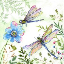 (2) Two Paper Lunch Napkins for Decoupage/Mixed Media - Favorite Place dragonfly picture