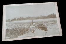 Antique Maine Canoe Lake Photo A.D. Champney Rockport ME Outdoor Scene Card picture