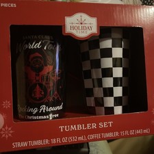 Christmas time Santa Claus 2 Piece Tumbler One Straw Tumbler One Coffee Tumbler picture