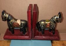 Vintage Hand Painted DALA HORSE BOOKENDS Distressed picture