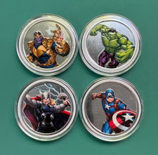 Disneyland Marvel Avengers Campus Color Medallion Set Hulk Thor Thanos & Cap picture