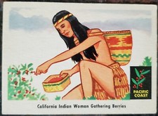 1959 Fleer Indian Card #69 California Pacific Coast Woman Gathering Berries picture