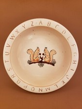 RARE Antique Weller Pottery Cereal Bowl Squirrels ABC For Child Zona Pottery picture