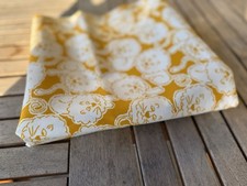 Vintage 1970s Fabric Lion Print Material Yellow Gold 2.5 Yards picture