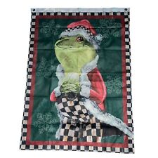 MacKenzie Childs Festive Fergal Frog Christmas Flag Courtly Check 40”x28” NEW picture