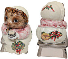 Royal Albert Beatrix Potter MRS. TIGGY WINKLE TAKES TEA Figurine-Christmas Dress picture