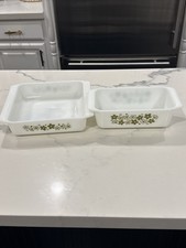 Pyrex Spring Blossom Crazy Daisy Set Of 2 Square Baking, Bread Loaf Pan Excelent picture