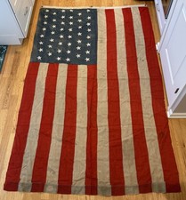 Antique 46 Star American Flag 103x62 Sewn Oklahoma Statehood 1908-1912 USA picture