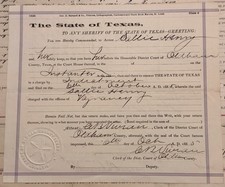 1885 El Paso Texas Arrest Warrant For Vagrancy Prostitution Tx Sallie Henry picture