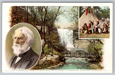 c1940s Minnehaha Laughing Water Phostint Detroit Publishing Waterfall Postcard picture