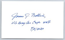 James Bollich Hand Signed Index Card - WWII US Army - Bataan Death March picture