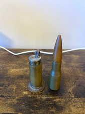 WWII Vintage .50 Caliber Trench Art Bullet Lighter & Inert Round Set picture